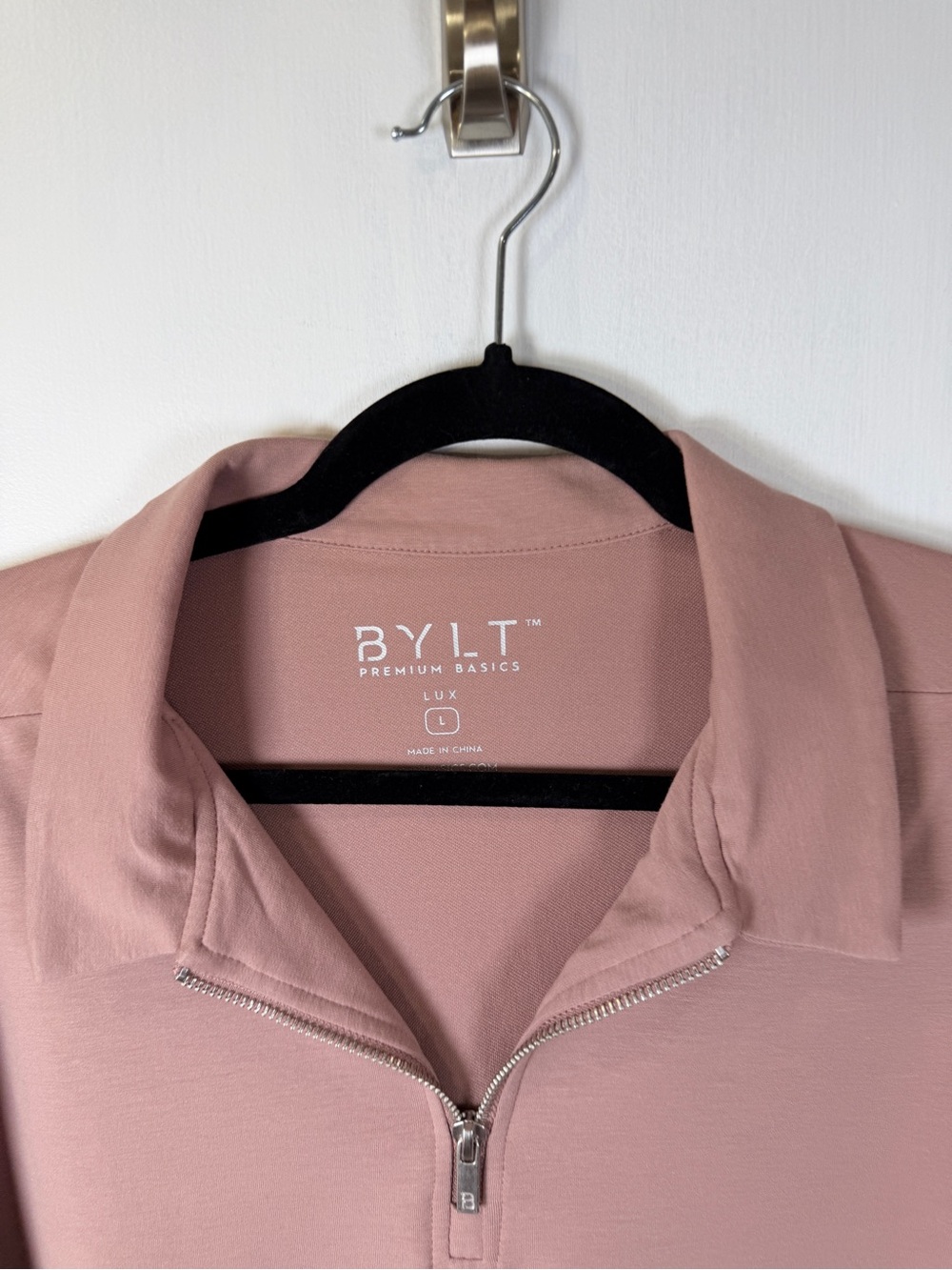 BYLT Premium Basics LUX Men’s Short-Sleeve Zip Front Polo Dusty Rose Sz L - Picture 3 of 12
